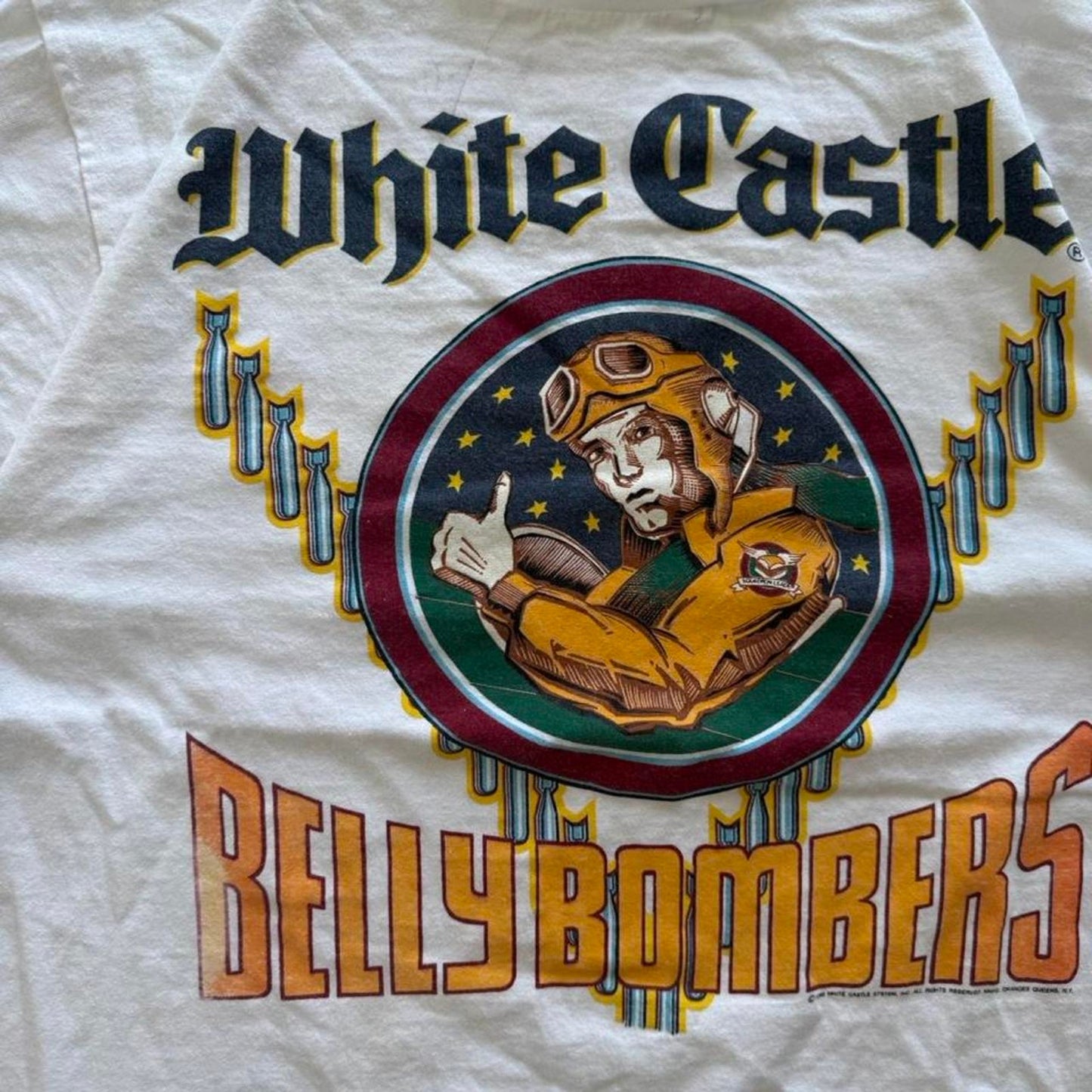 Vintage 90s White Castle Belly Bombers Restaurant T-Shirt - X-Large