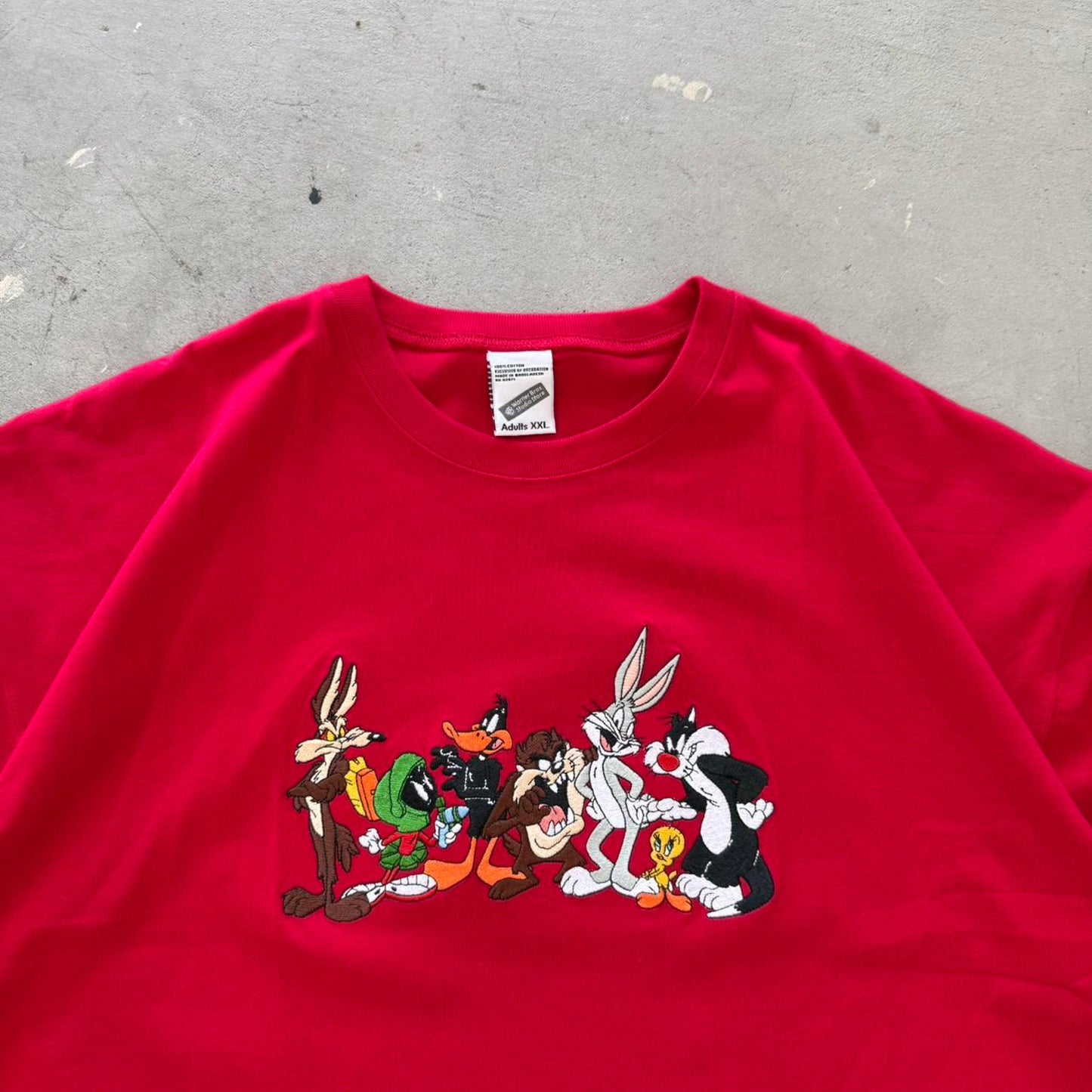 Vintage 90s Looney Tunes Cartoon Embroidered T-Shirt - XX-Large