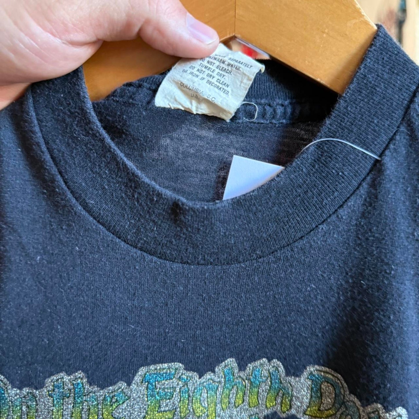 Vintage 1970s Harley Davidson Motorcycles Glitter Print Iron On T-Shirt