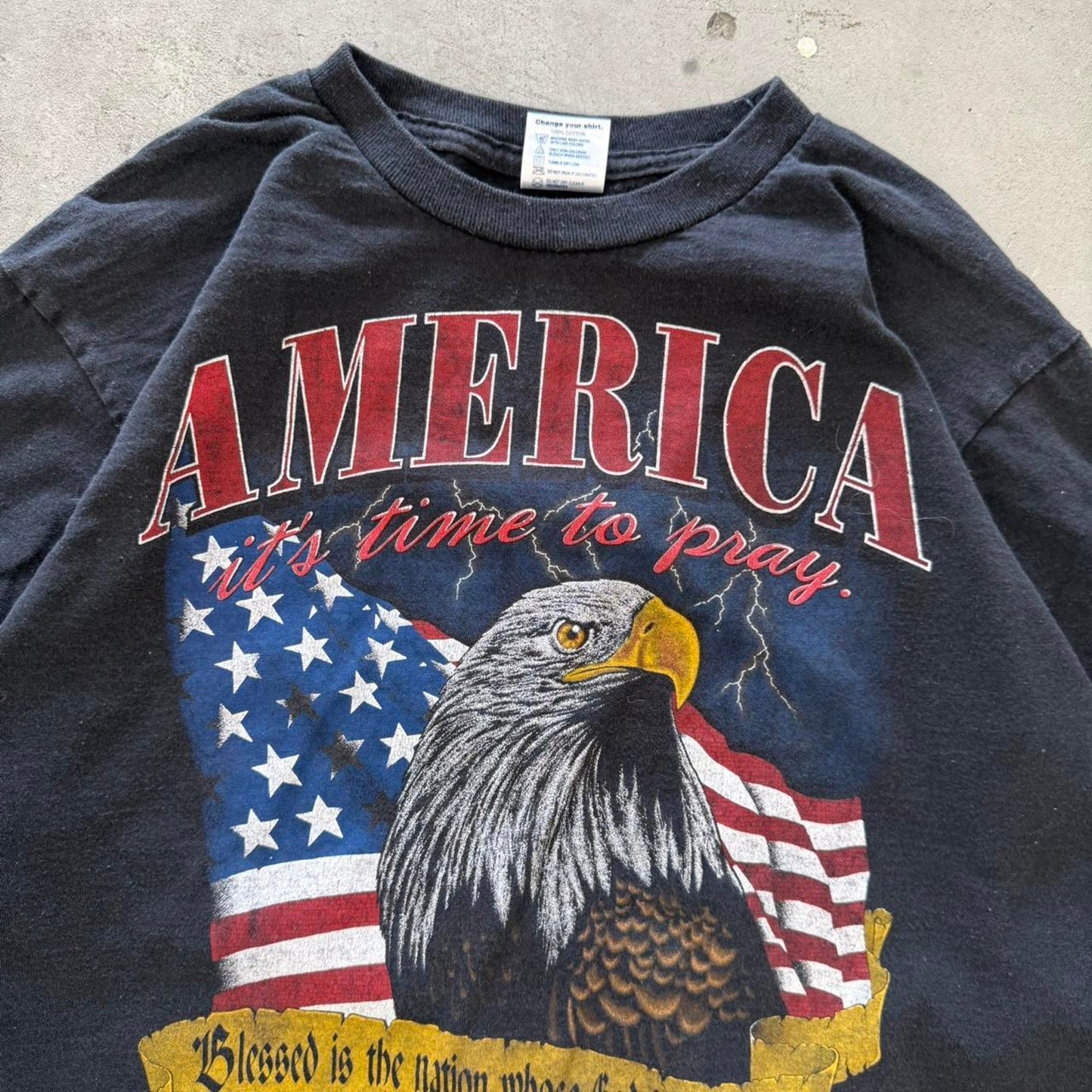 Vintage 90s America It’s Time to Pray Jesus Bible T-Shirt - Medium