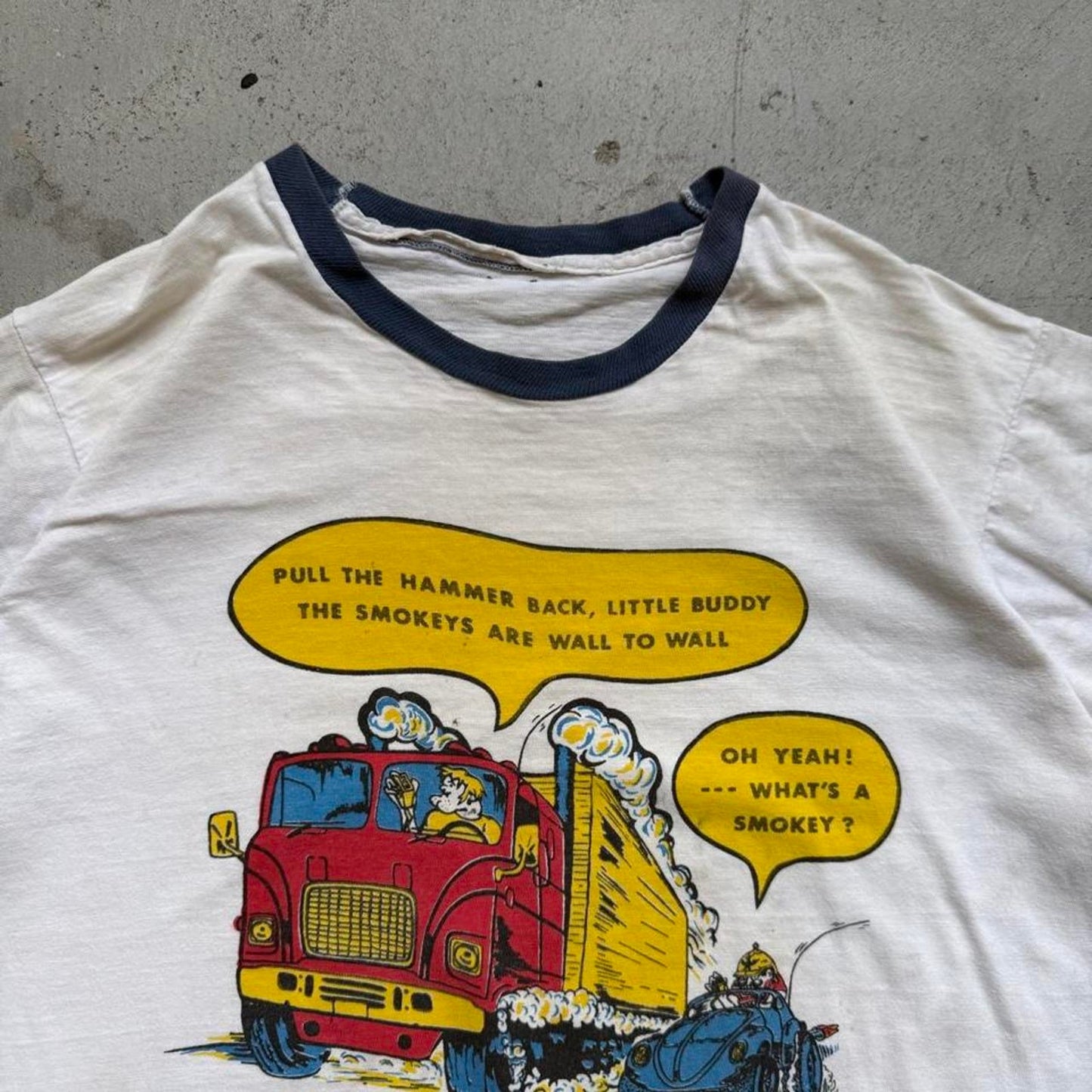 Vintage 70s Trucking Pull the Smokey’s Ringer T-Shirt - Medium