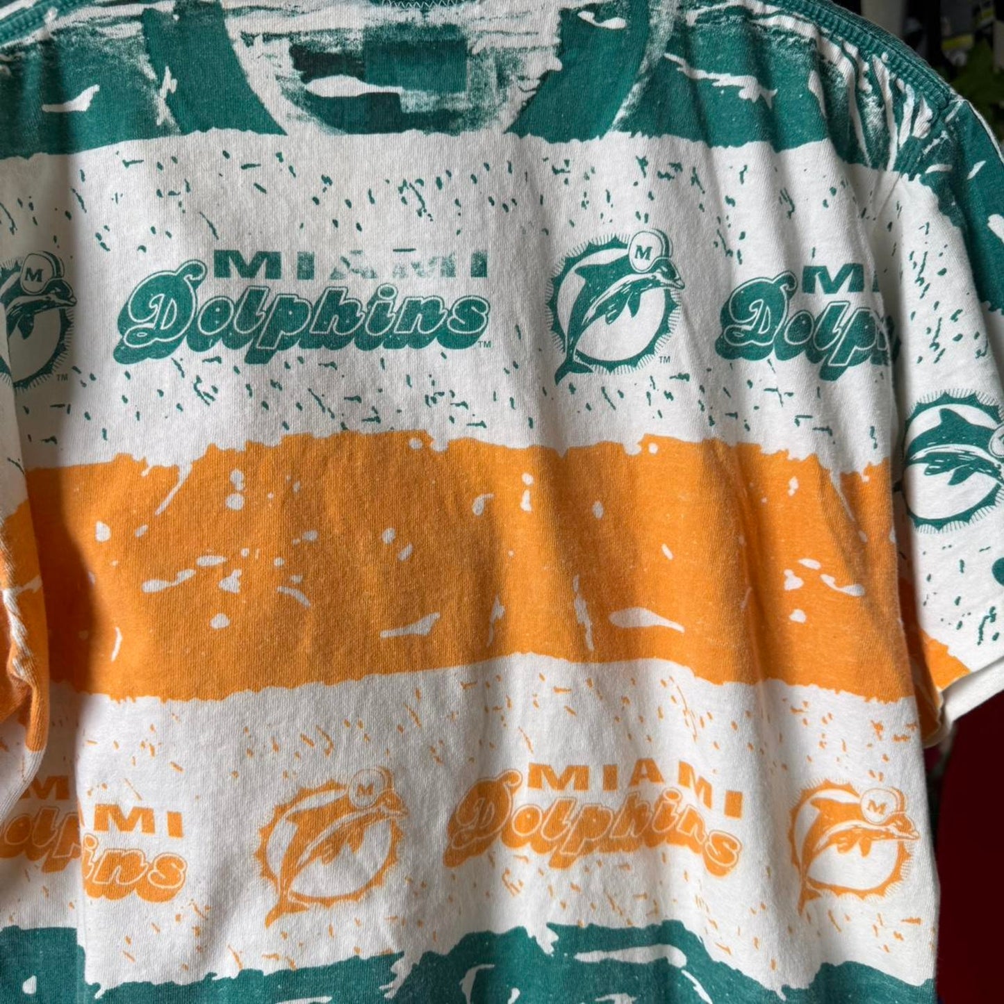 Vintage 90s Miami Dolphins NFL All Over Print T-Shirt - Large