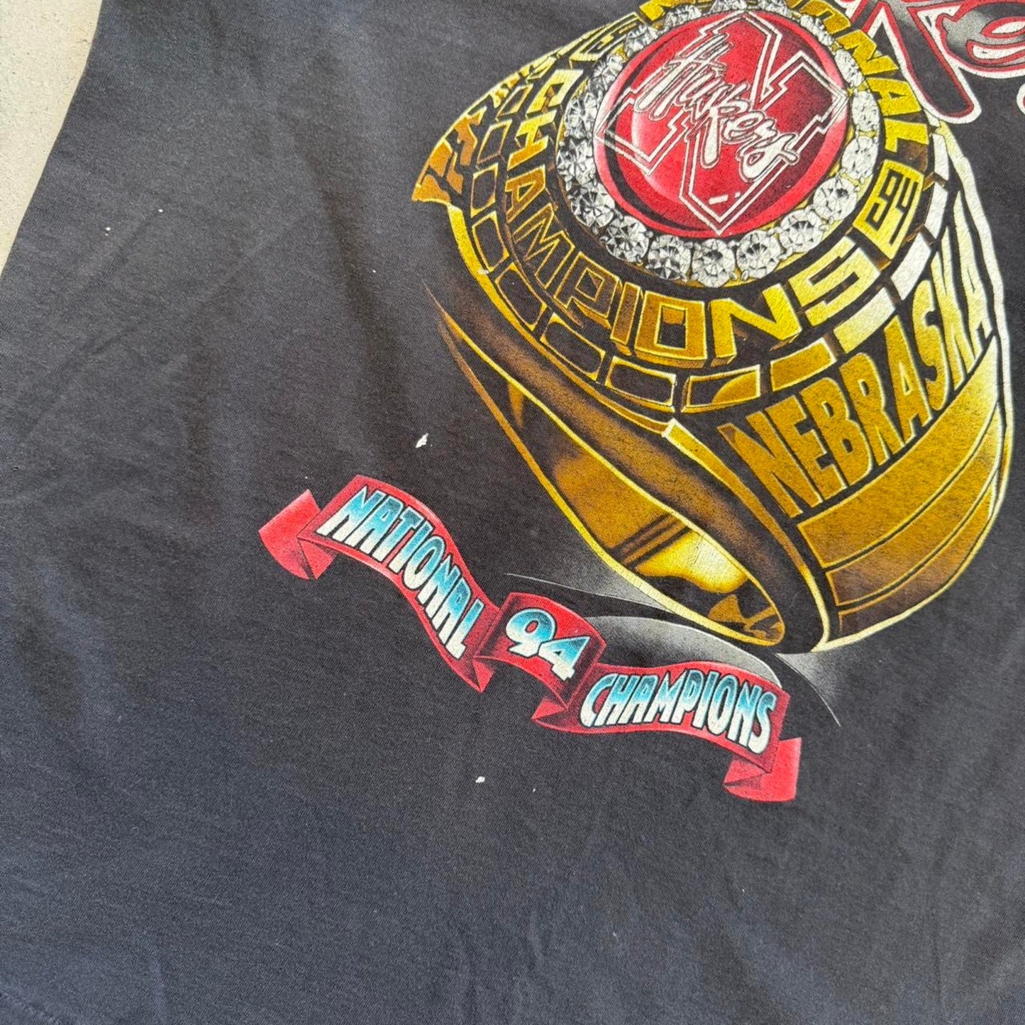 Vintage 90s Nebraska Huskers Championship Ring T-Shirt - X-Large