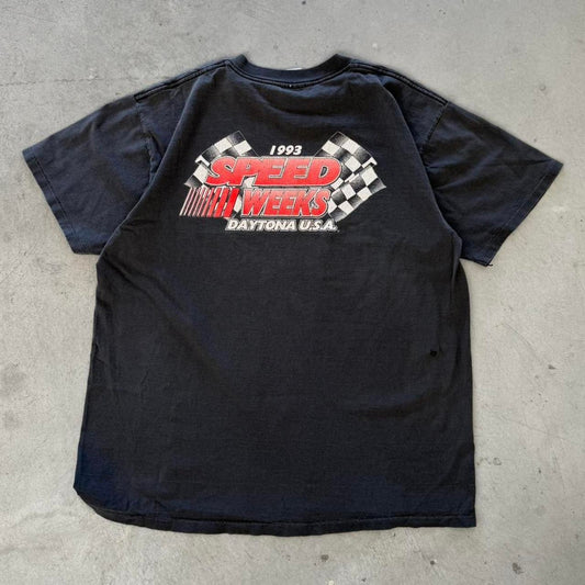 Vintage 90s Faded Black NASCAR Racing Race Car T-Shirt - X-Large