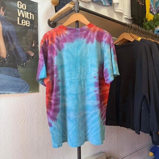 Vintage 90s Tie Dye Mushrooms Shroom Fractal T-Shirt - X-Large