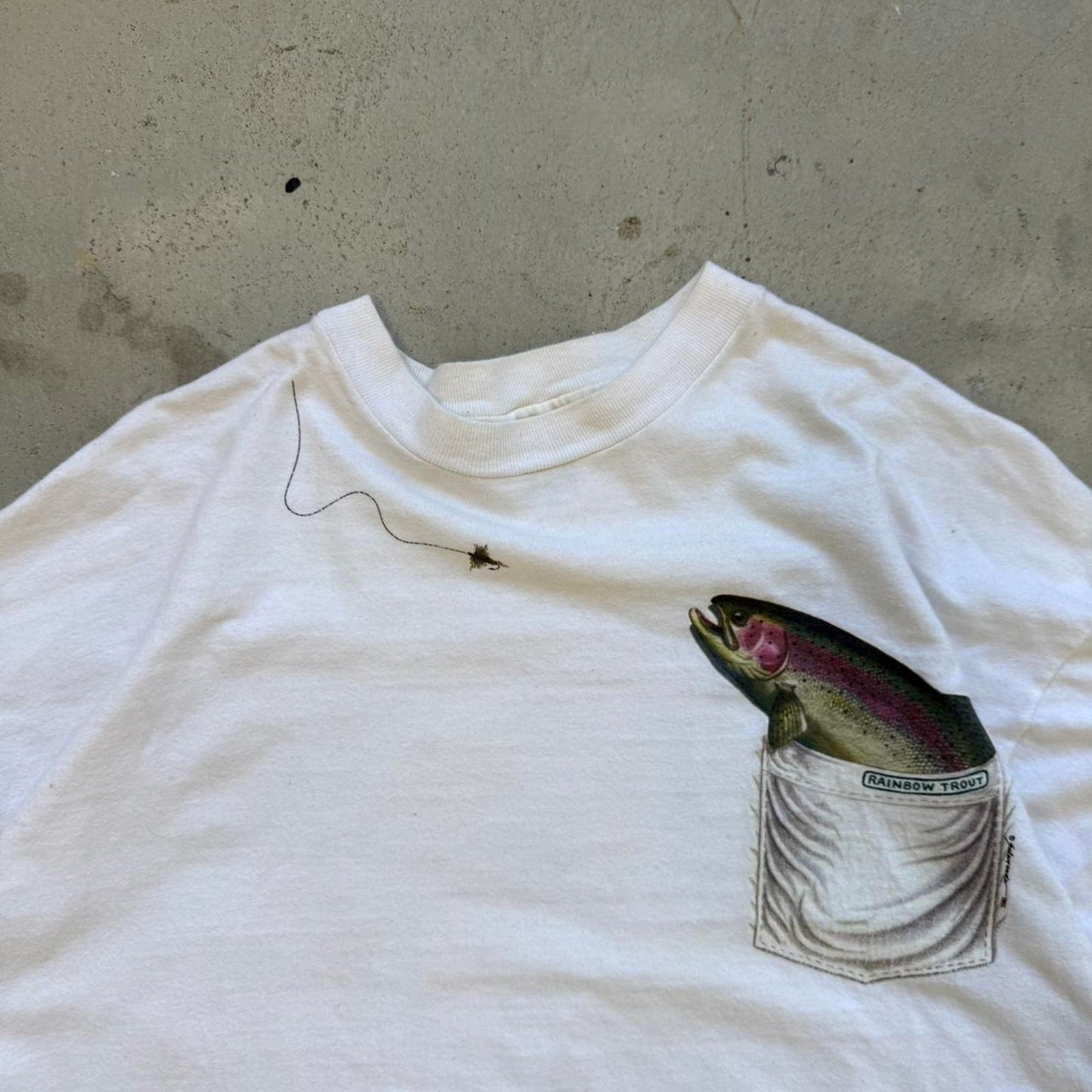 Vintage 90s Fishing Salmon Pocket Animal T-Shirt - X-Large