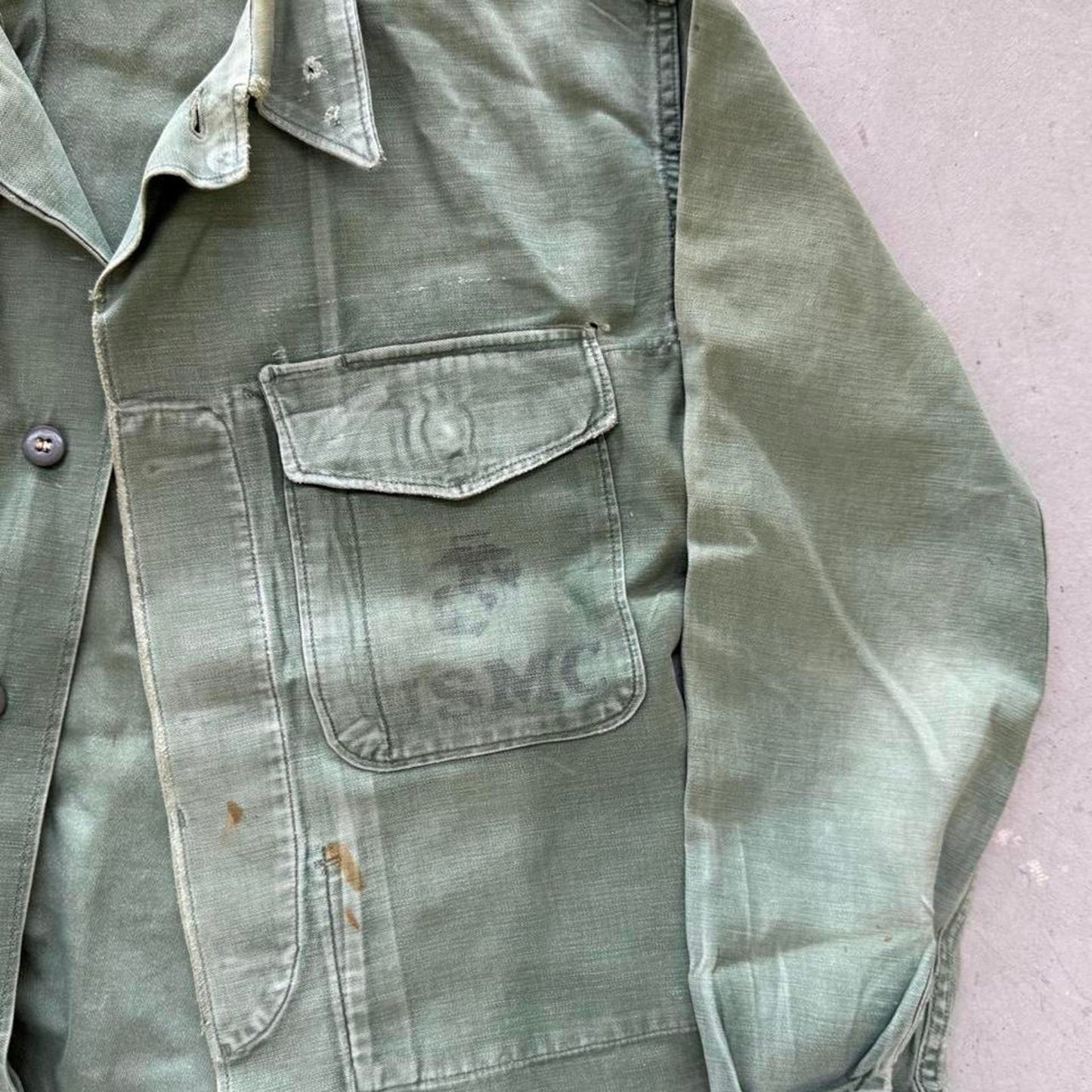 Vintage USMC Stamped HBT Button Up Shirt - Large