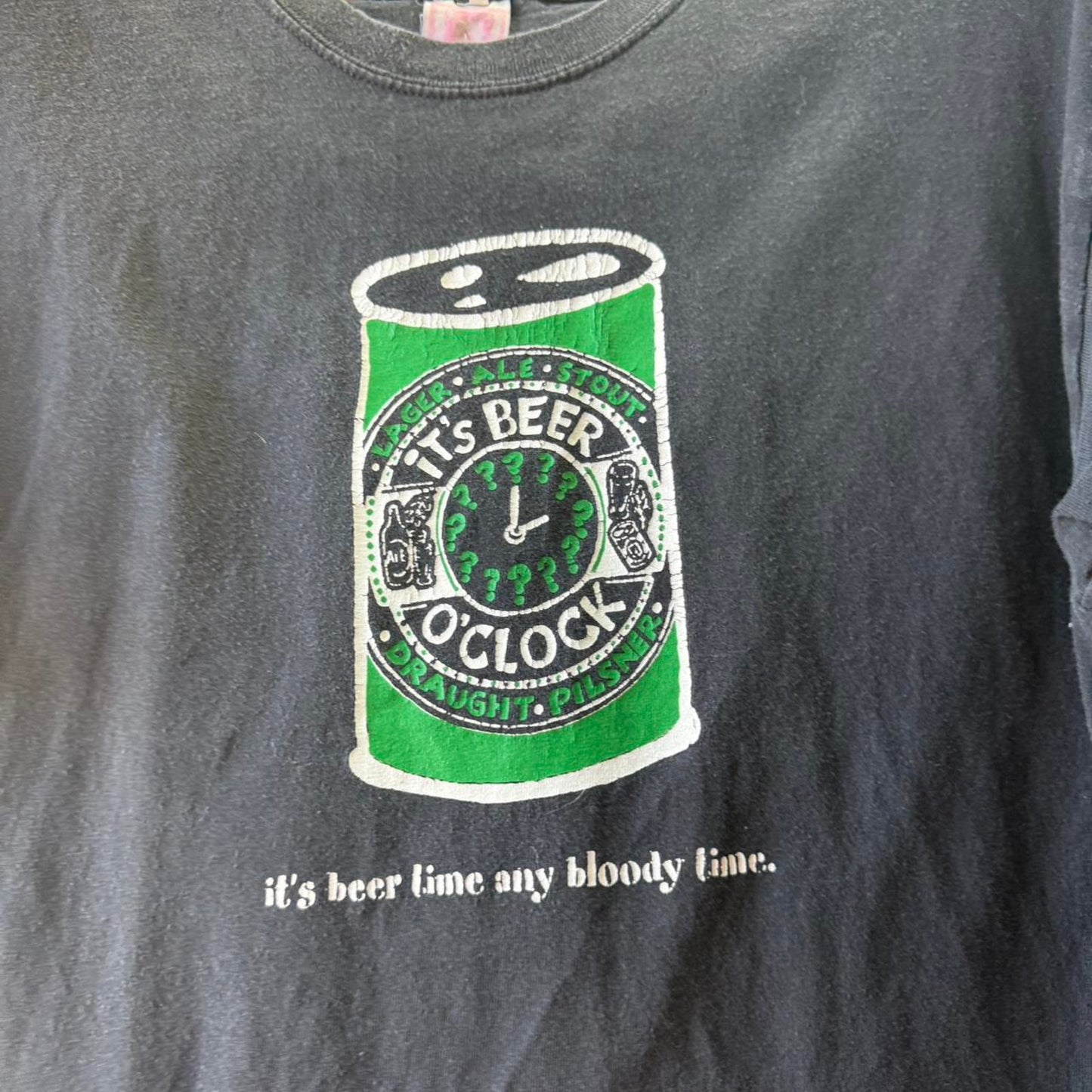 Vintage 90s It’s Beer Time Any Bloody Time Alcohol T-Shirt - X-Large