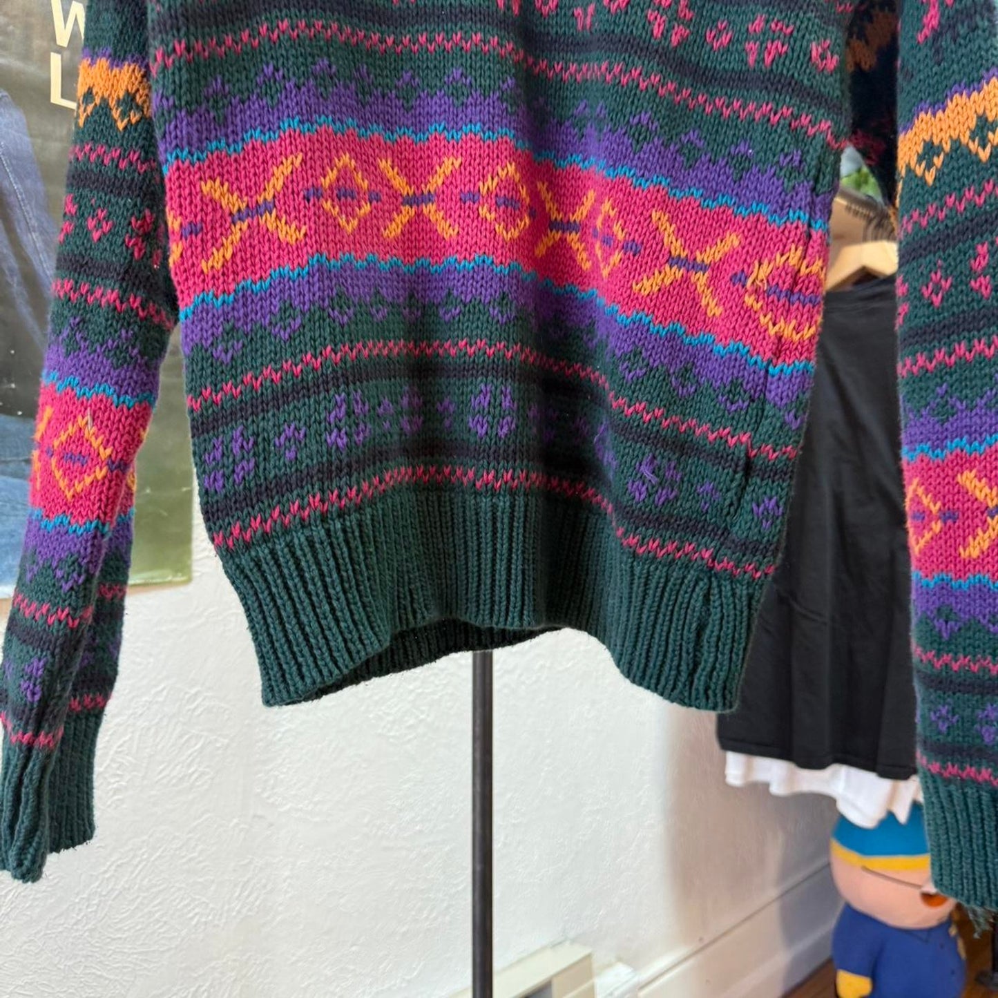 Vintage 90s Patterned Knit Sweater - X-Large
