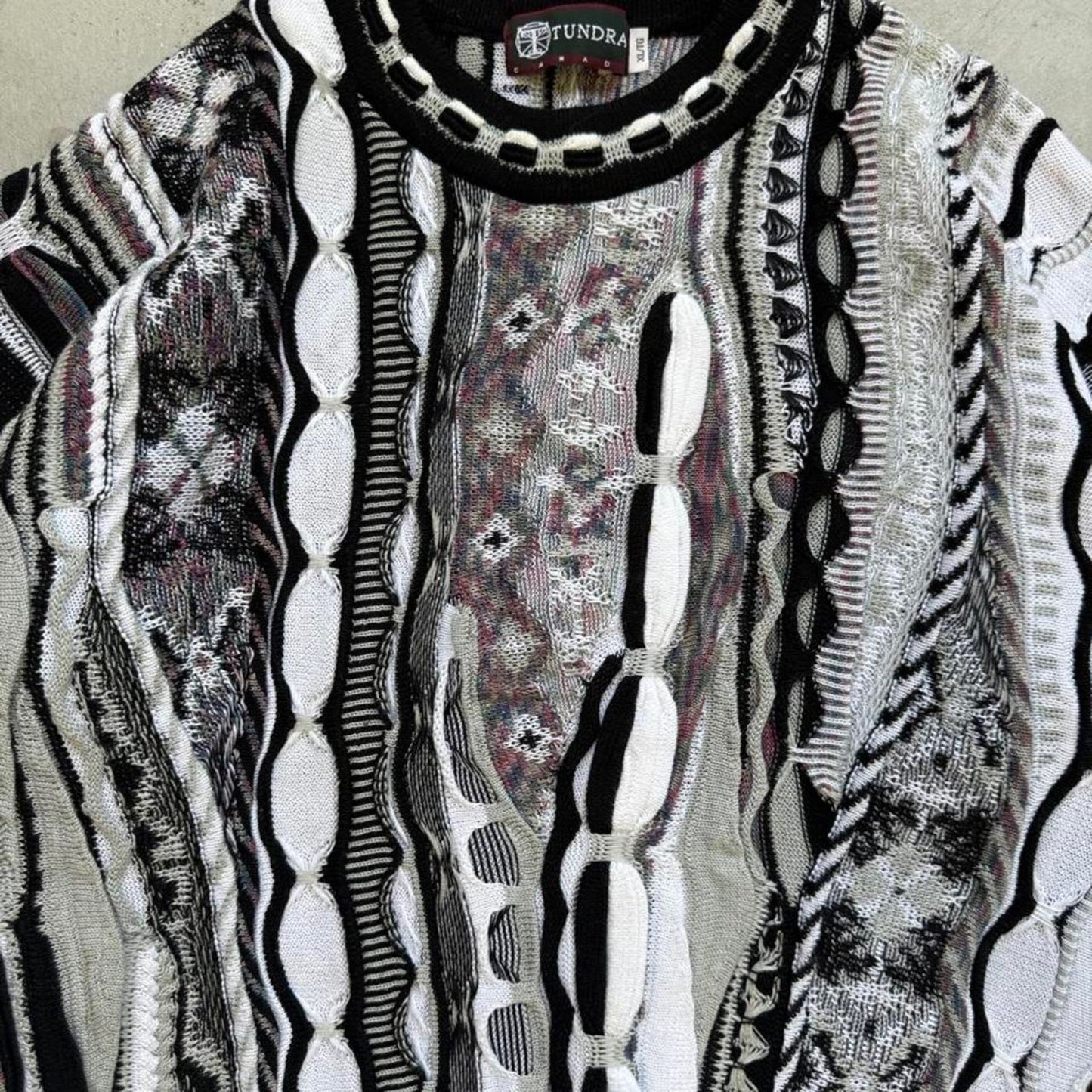 Vintage 90s Tundra Cotton 3D Knit Coogi Style Sweater - X-Large