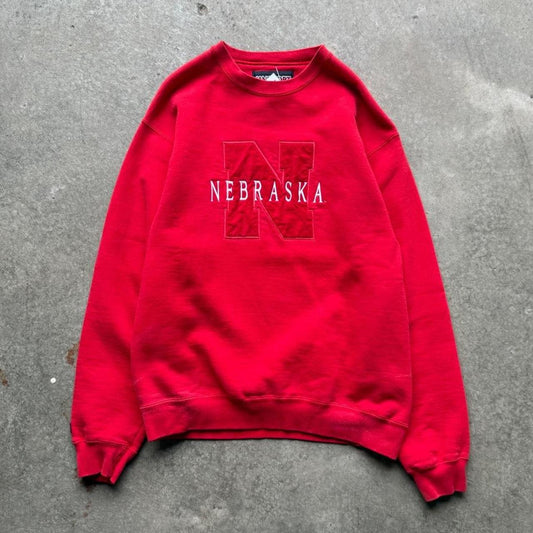 Vintage 90s Nebraska Huskers Embroidered Crewneck - Medium