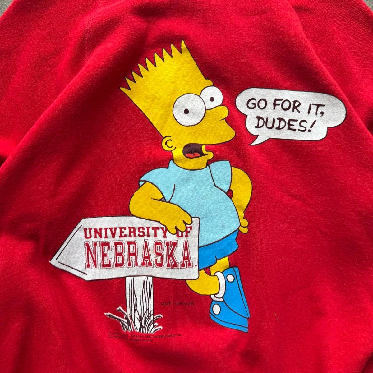 Vintage 90s University of Nebraska Simpsons Crewneck - Large