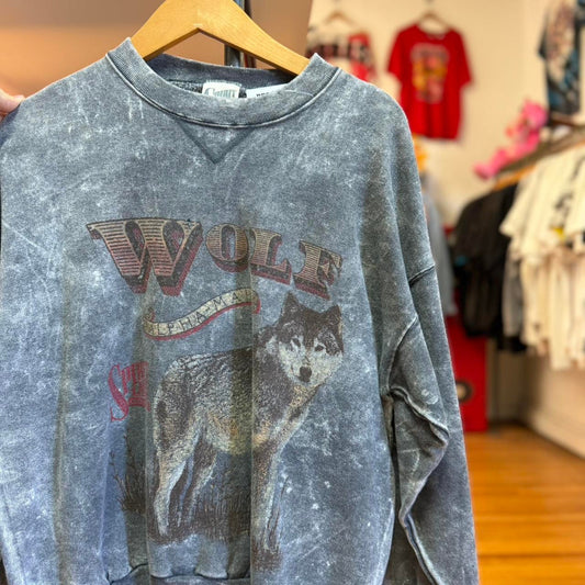 Vintage 90s Wolf Sportsman Animal Nature Marble Dye Crewneck