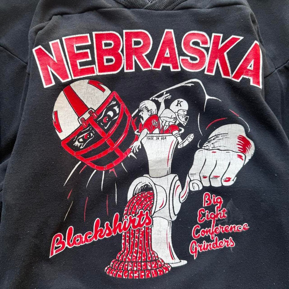 Vintage 80s Nebraska Blackshirts Meat Grinder T-Shirt - Small