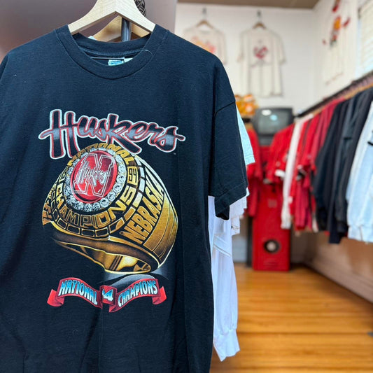 Vintage 90s Nebraska National Championship Ring T-Shirt - X-Large