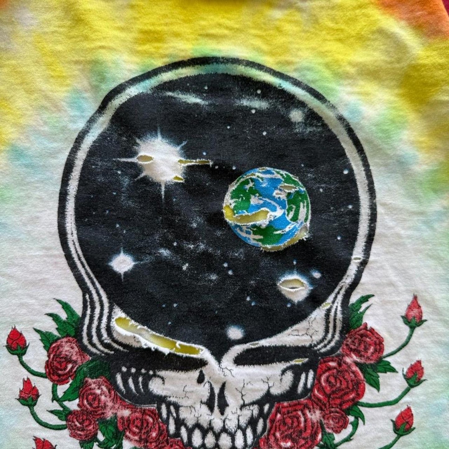 Vintage 90s Grateful Dead Steal Your Face Distressed Band T-Shirt - Large