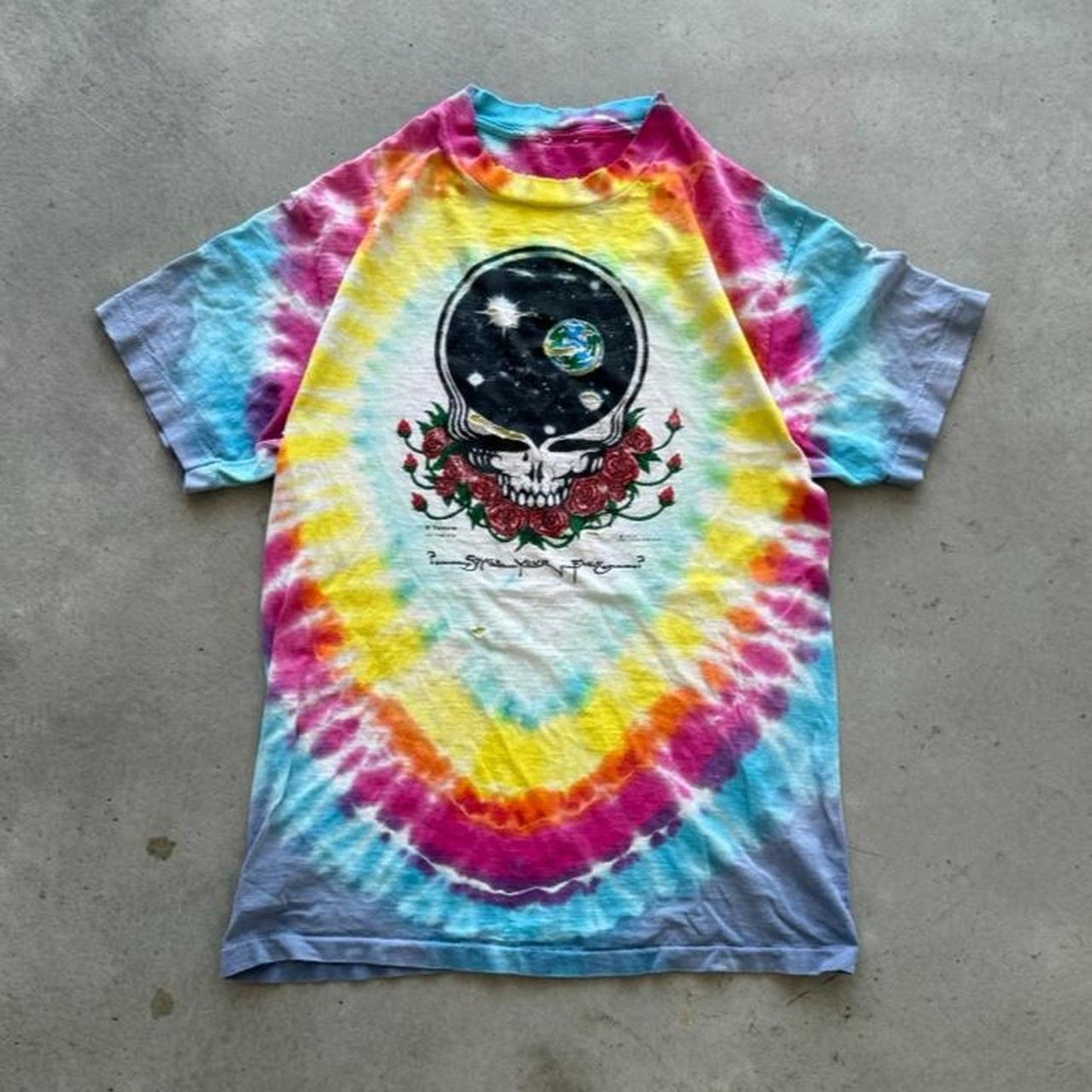Vintage 90s Grateful Dead Steal Your Face Distressed Band T-Shirt - Large