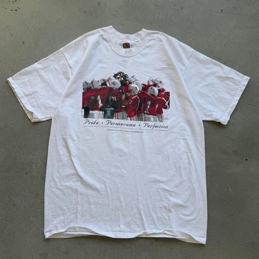 Vintage 90s Nebraska Husker Art Painting T-Shirt - X-Large