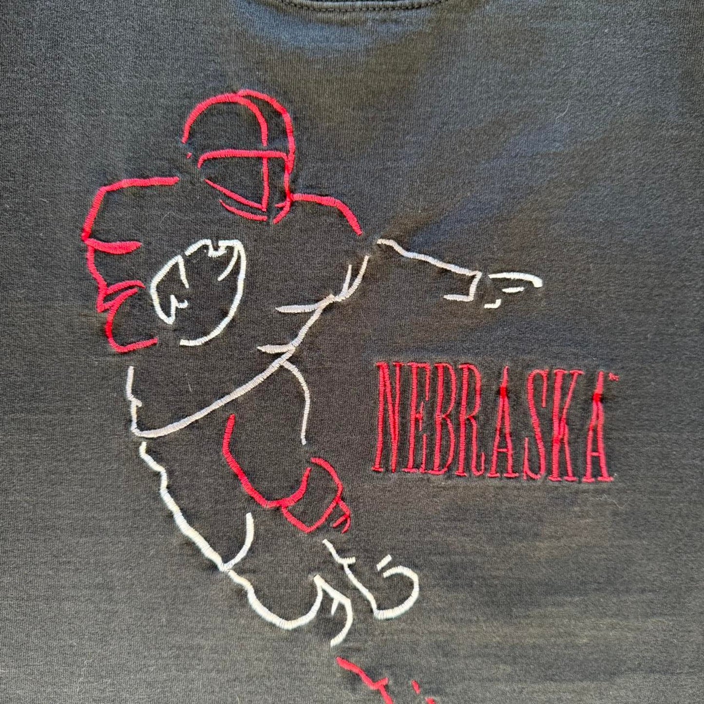 Vintage 90s Nebraska Huskers Embroidered Football T-Shirt - XX-Large