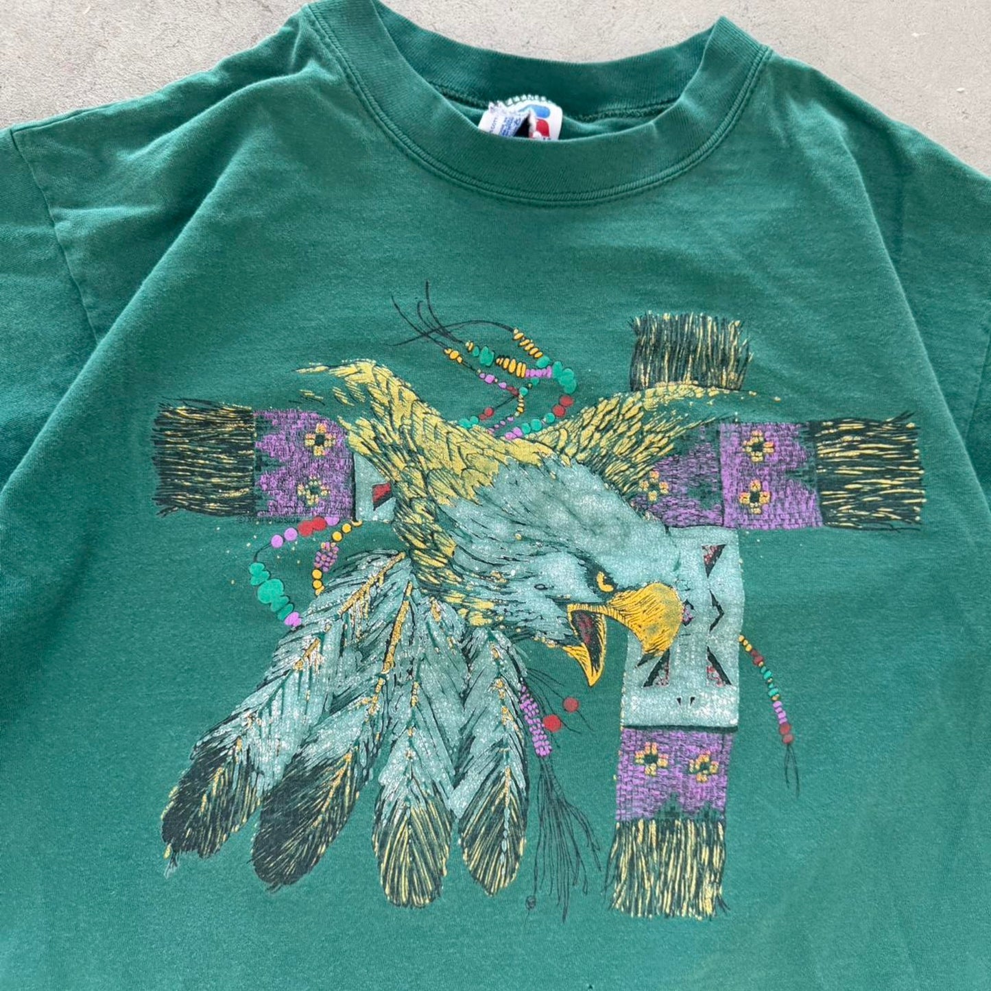 Vintage 90s Eagle Native American Faded T-Shirt - Large