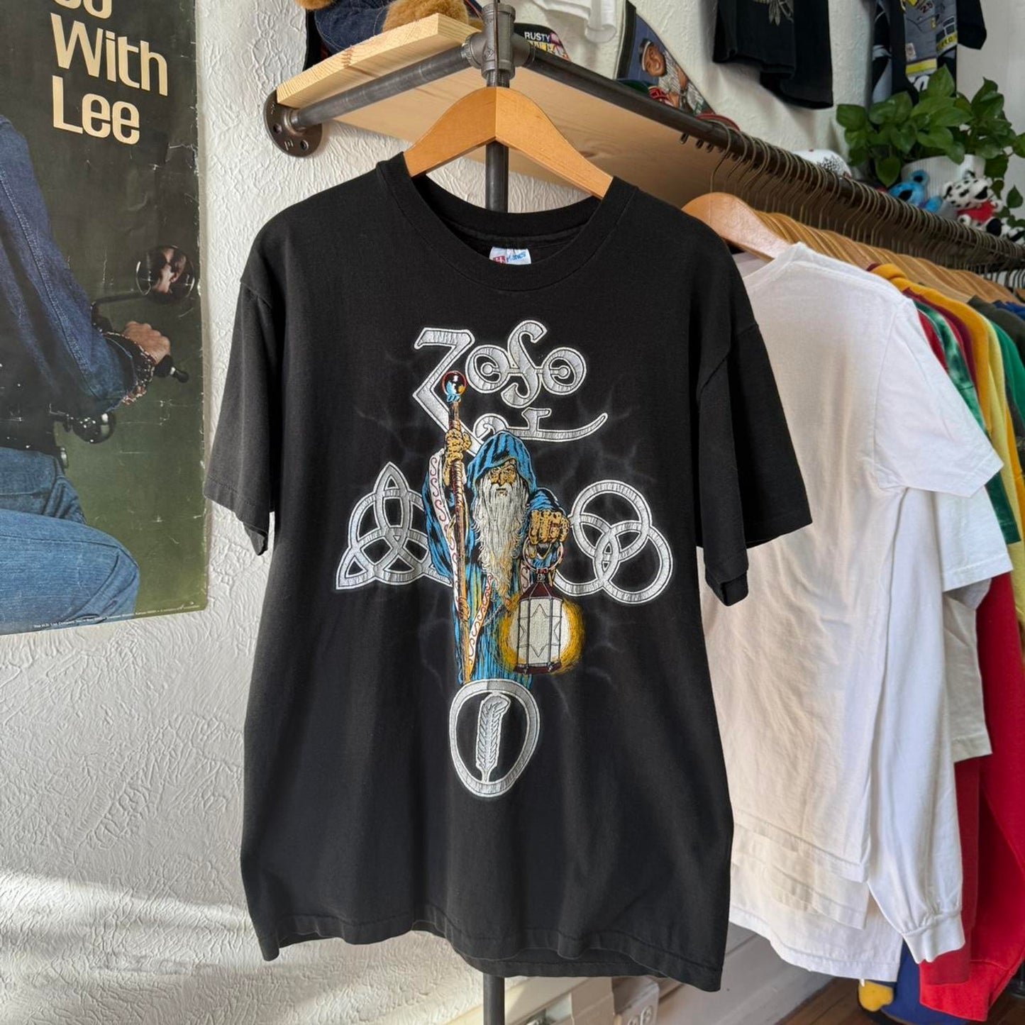 Vintage 90s Led Zeppelin Zofo Wizard Band Music T-Shirt - Large