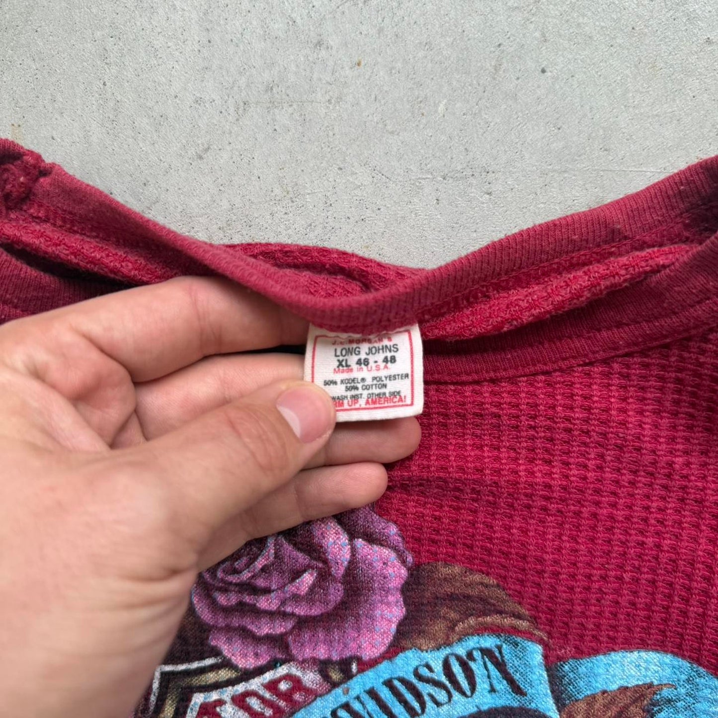 Vintage 80s 3D Emblem Harley Davidson Rose Thermal Shirt - X-Large