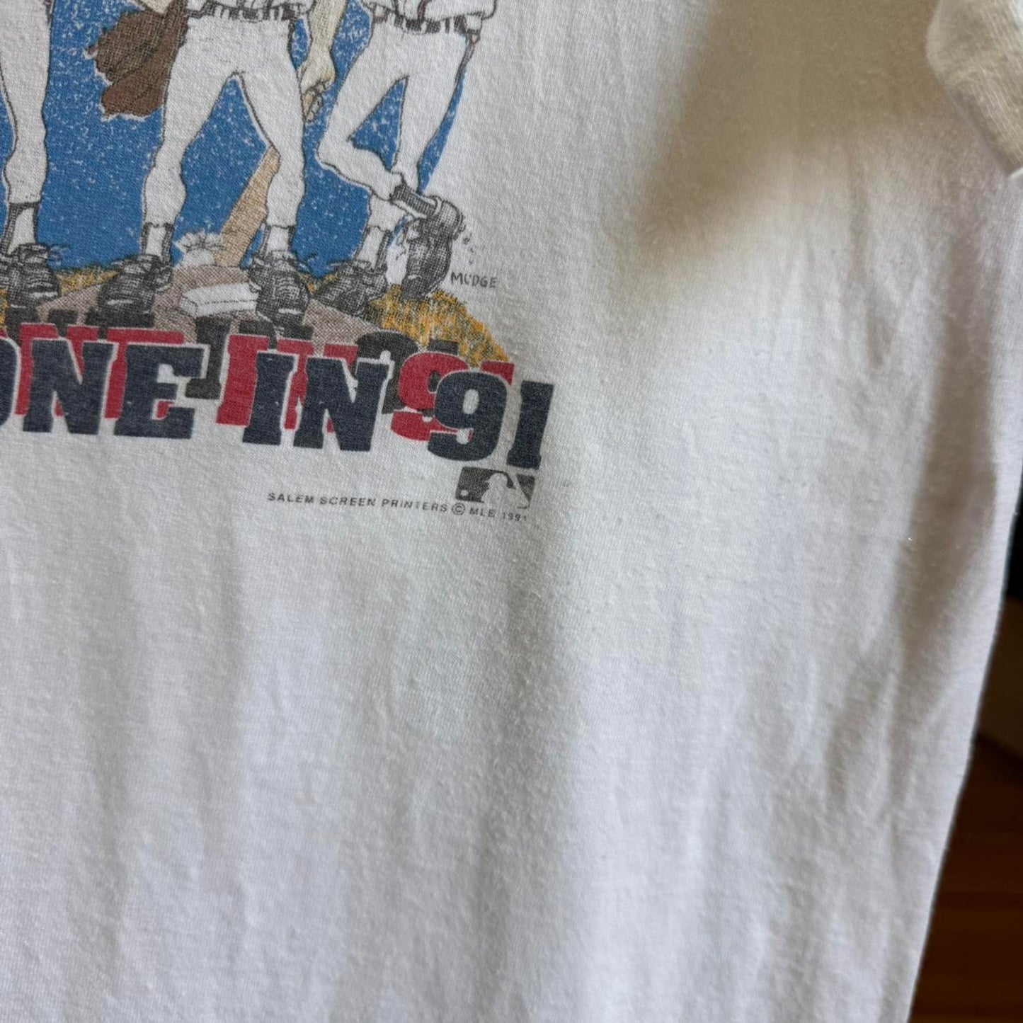 Vintage 90s Atlanta Braves Tomahawk Kids MLB Baseball T-Shirt
