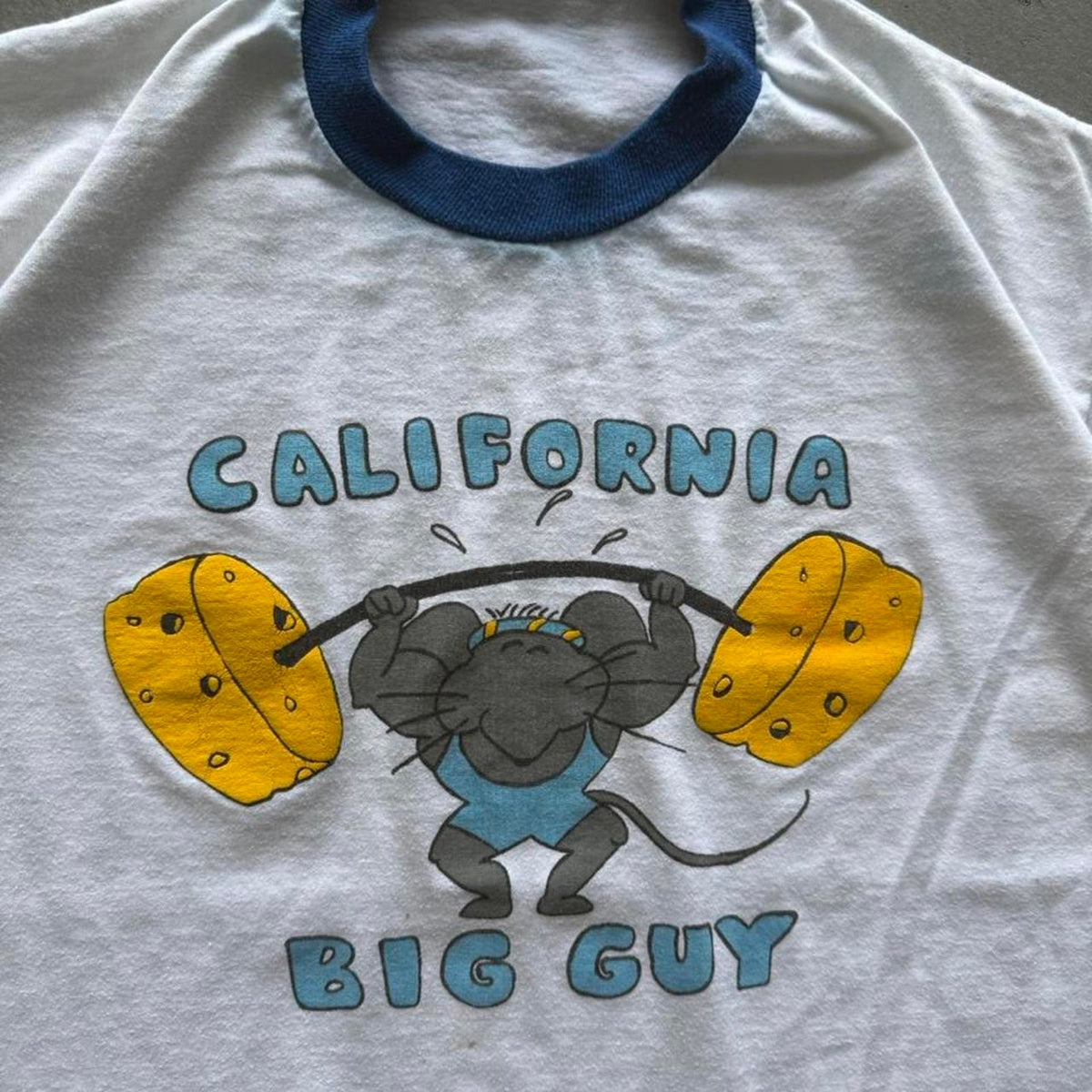 Vintage 80s California Big Guy Mouse Workout Ringer T-Shirt - X-Large