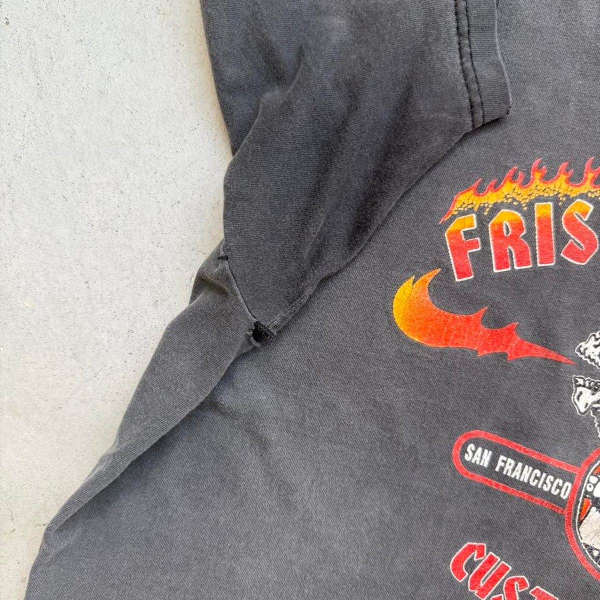 Vintage 90s Faded Frisco Choppers Custom Cycles Flame Biker T-Shirt - X-Large