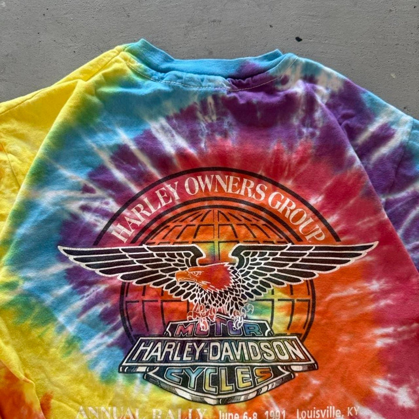 Vintage 90s Harley Davidson Motorcycles Tie Dye Crop Top - Large