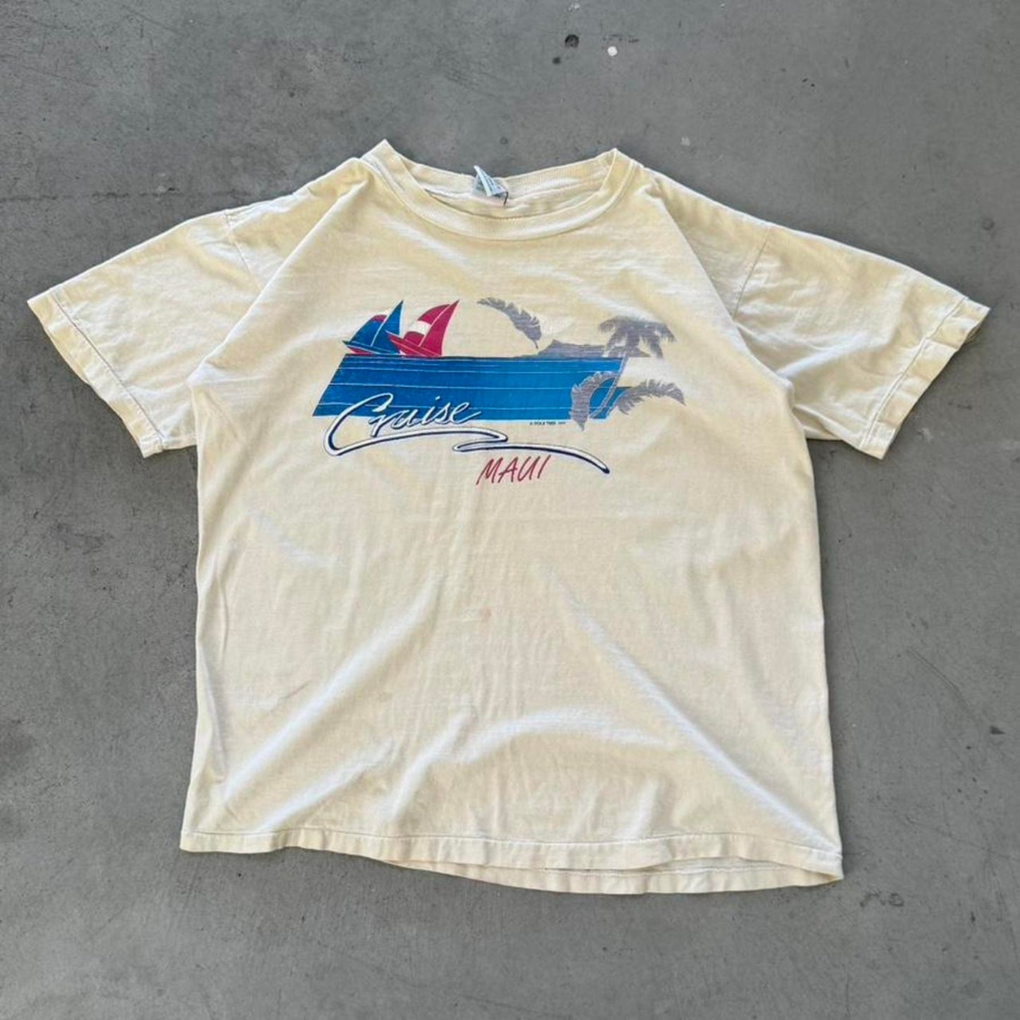 Vintage 80s Cruise Maui Beach Tourist T-Shirt - X-Large (W)
