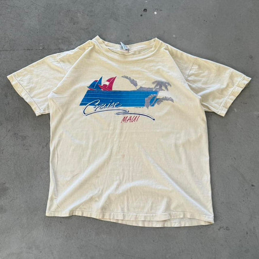 Vintage 80s Cruise Maui Beach Tourist T-Shirt - X-Large (W)