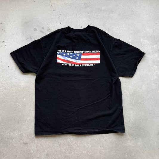 Vintage 1999 Sturgis Motorcycle Rally USA Flag T-Shirt - X-Large