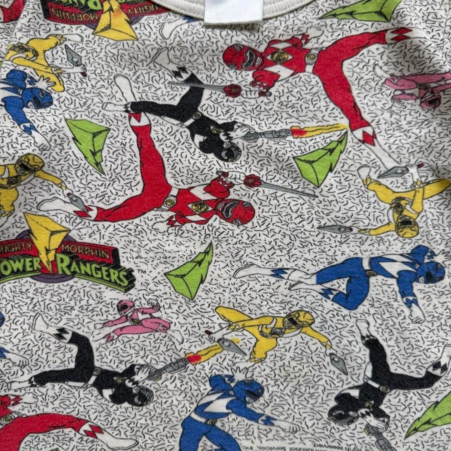Vintage 90s Power Rangers All Over Print T-Shirt - Kids Small 6-7