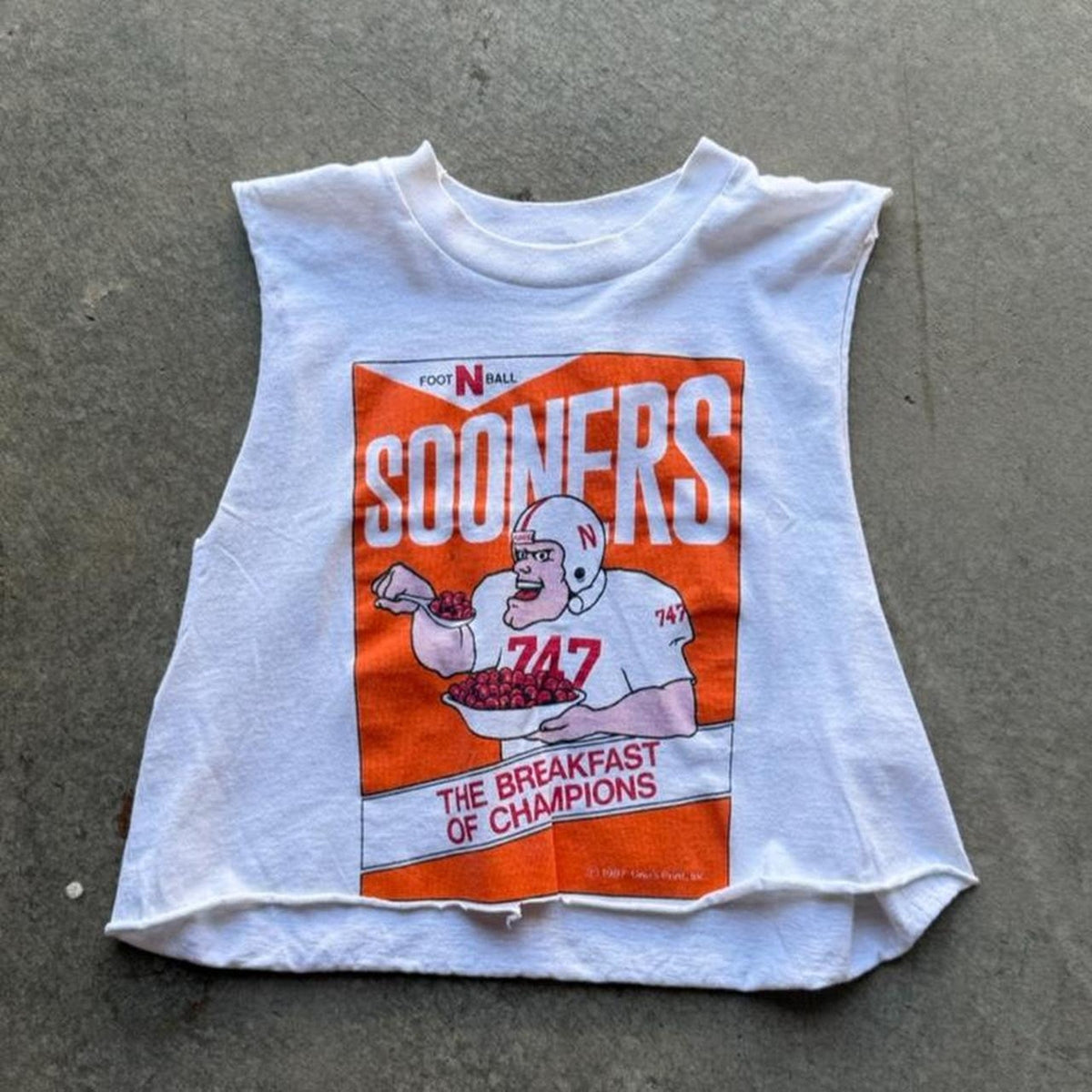 Vintage 90s Nebraska Huskers Sooners Breakfast Cereal Tank - Small