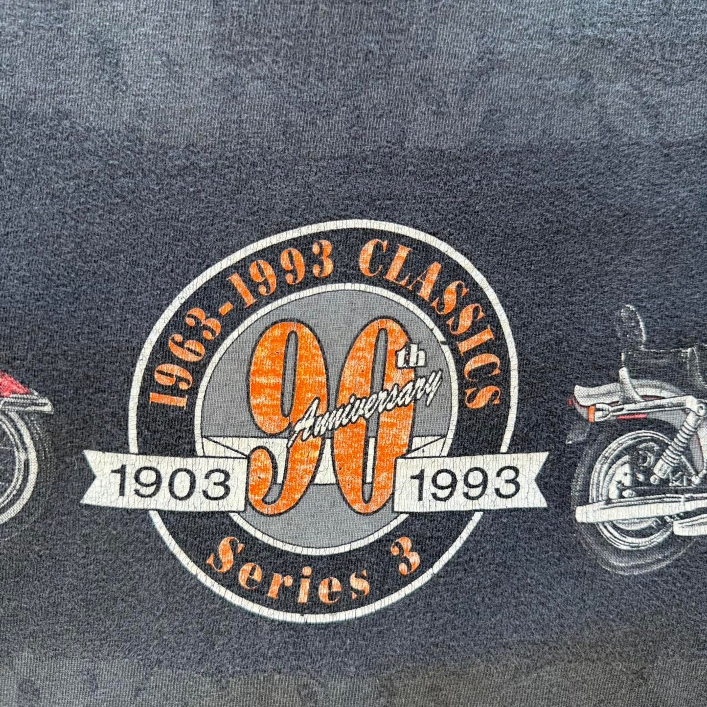 Vintage 90s Harley Davidson Motorcycles All Over Print Biker T-Shirt - Large