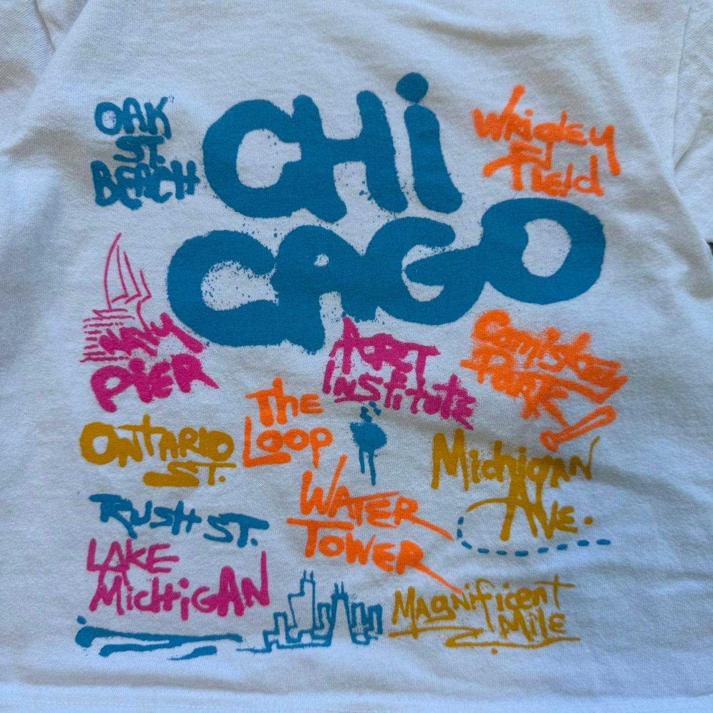 Vintage 90s Chicago Graffiti Tourist T-Shirt - Kids Small