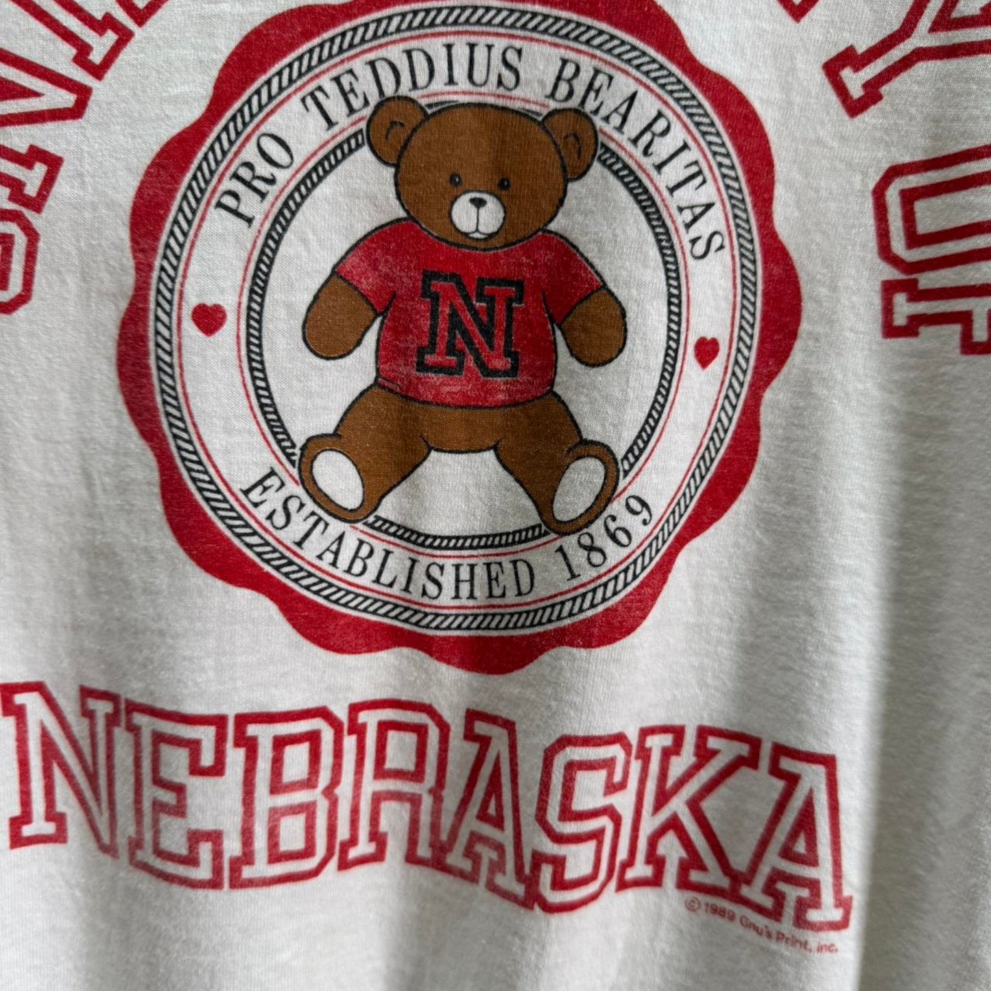 Vintage 90s Nebraska Huskers Teddy Bear T-Shirt - Medium