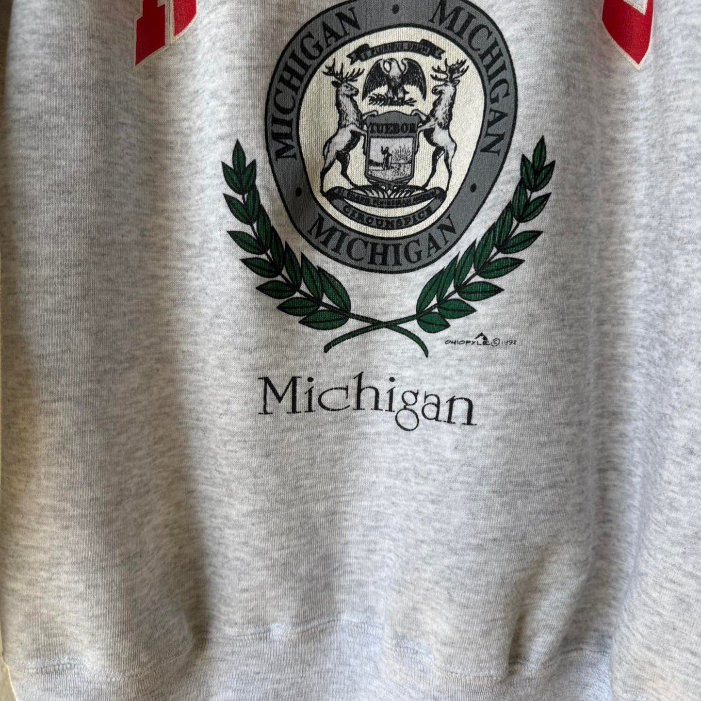 Vintage 80s Ironwood Michigan University Crest Crewneck - X-Large