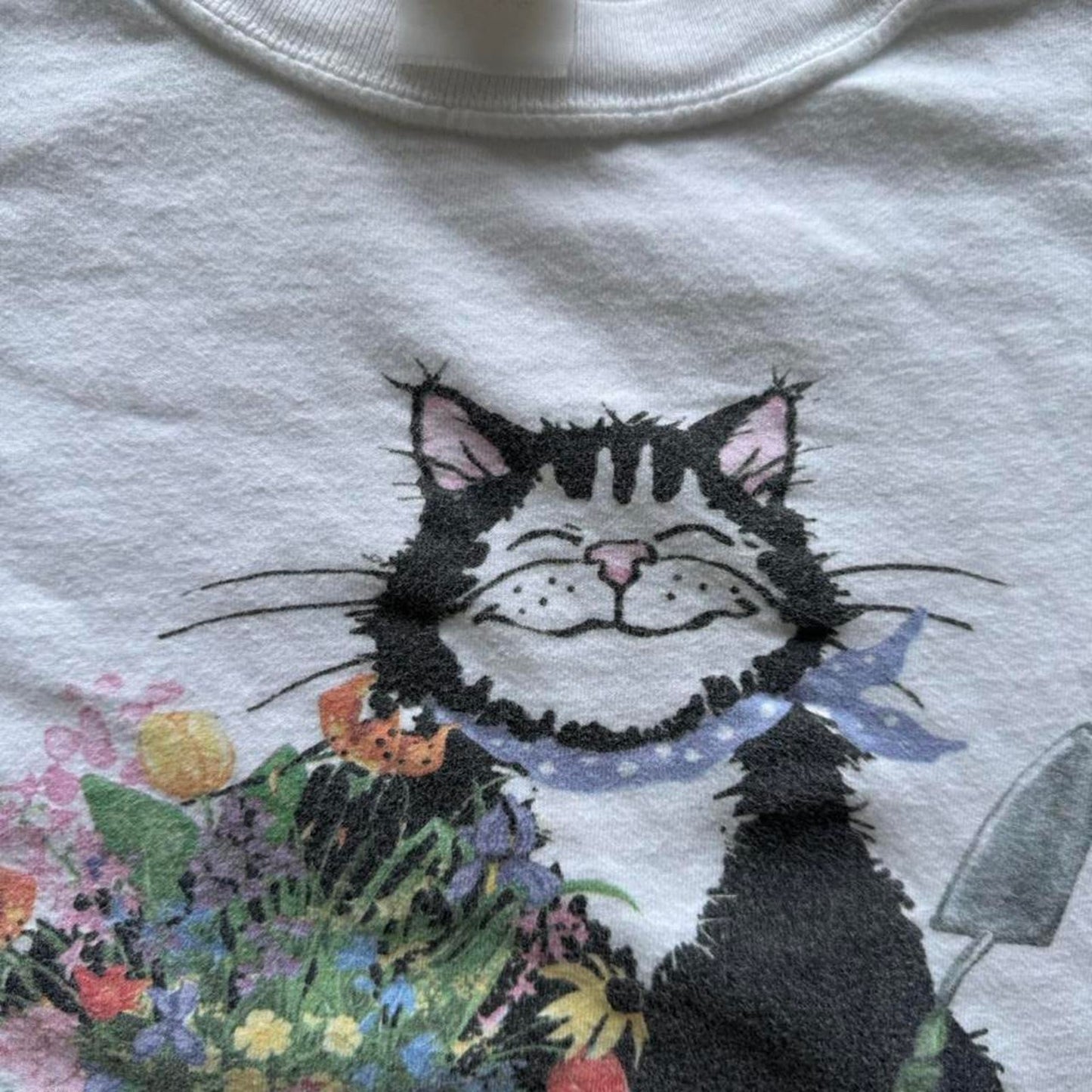 Vintage 90s Hairy Potter Cat Flower Humor Animal T-Shirt - X-Large