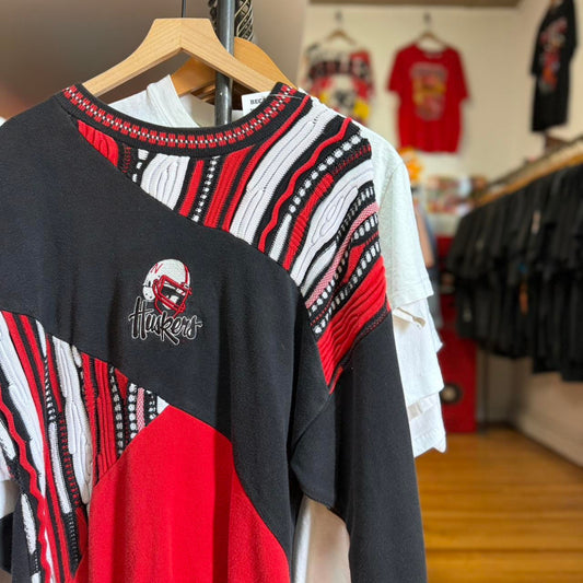 Vintage 90s Nebraska Huskers Tundra Coogi Style Football Knit Sweater
