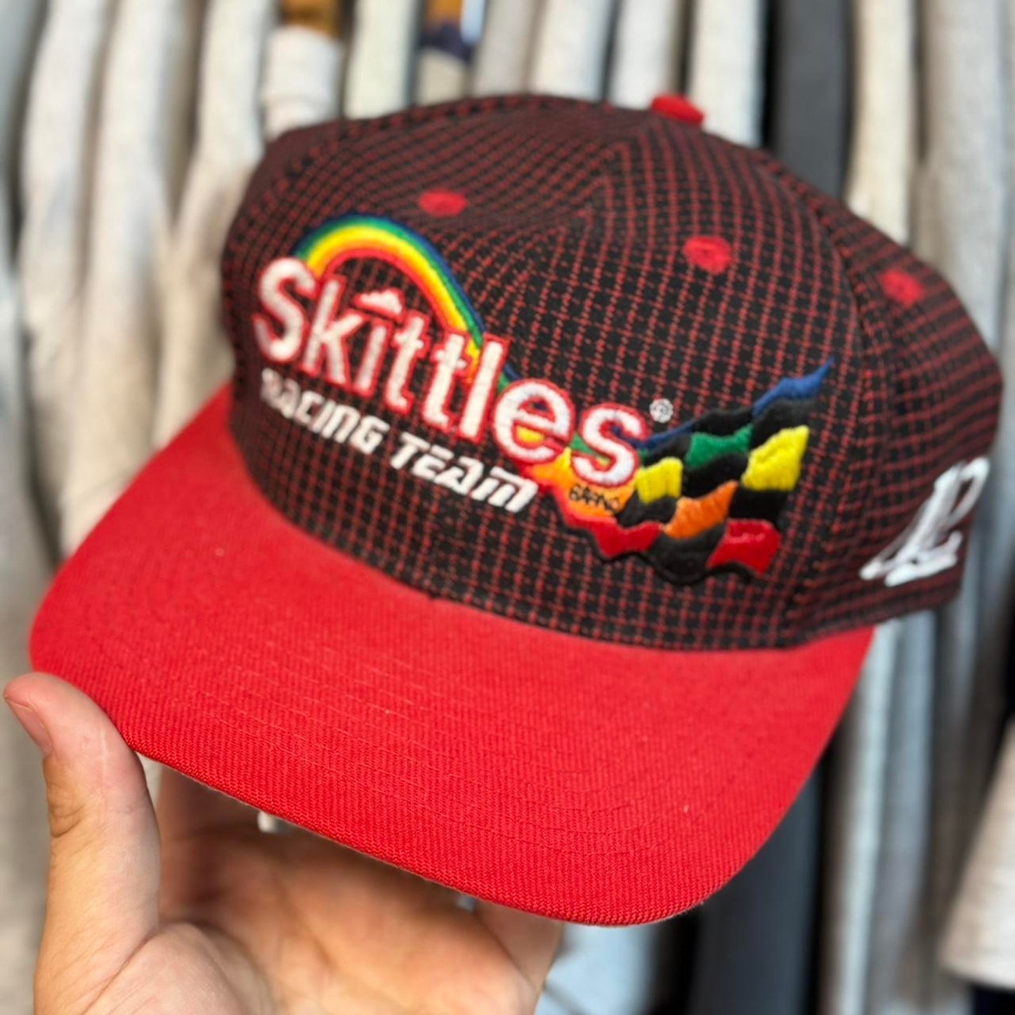 Vintage 90s NASCAR Skittles Racing Team Logo Athletic Snapback