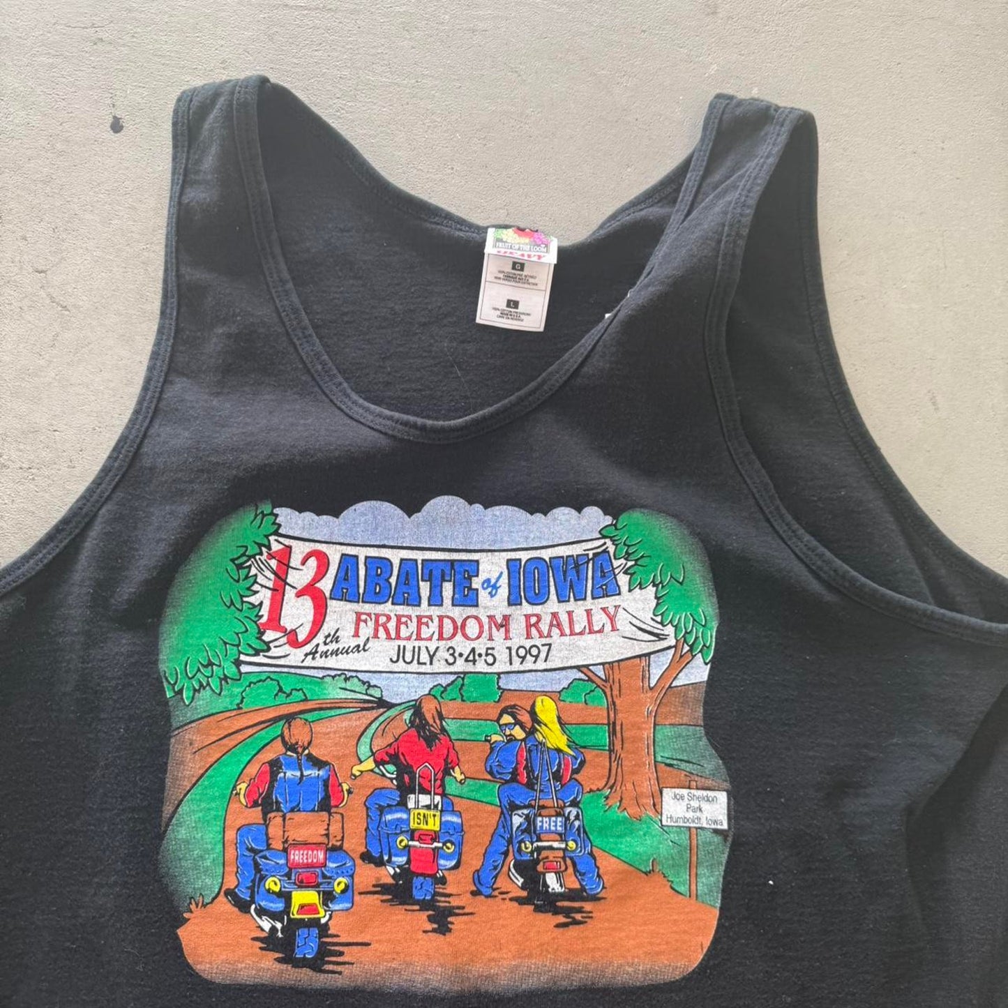 Vintage 90s Motorcycle Abate Biker Tank Top T-Shirt - Large