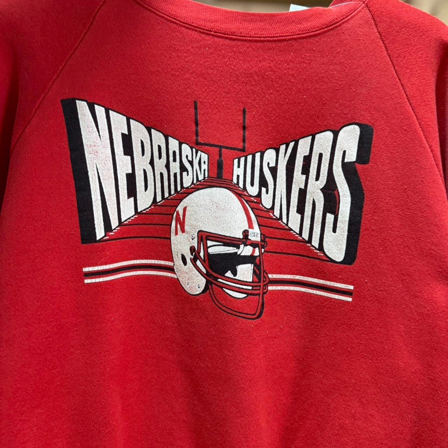 Vintage 90s Nebraska Husker Football Helmet Crewneck - X-Large