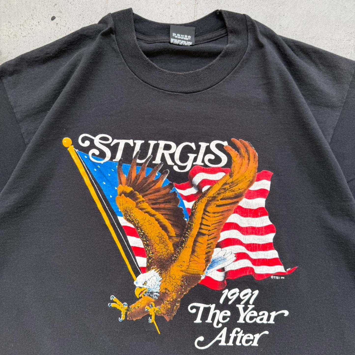 Vintage 90s Sturgis Eagle USA Flag Biker T-Shirt - X-Large