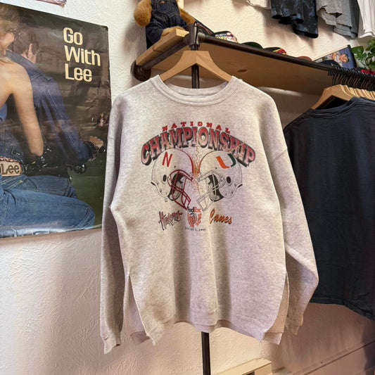 Vintage 90s Nebraska Huskers Vs Miami Canes Lightning Crewneck  - X-Large