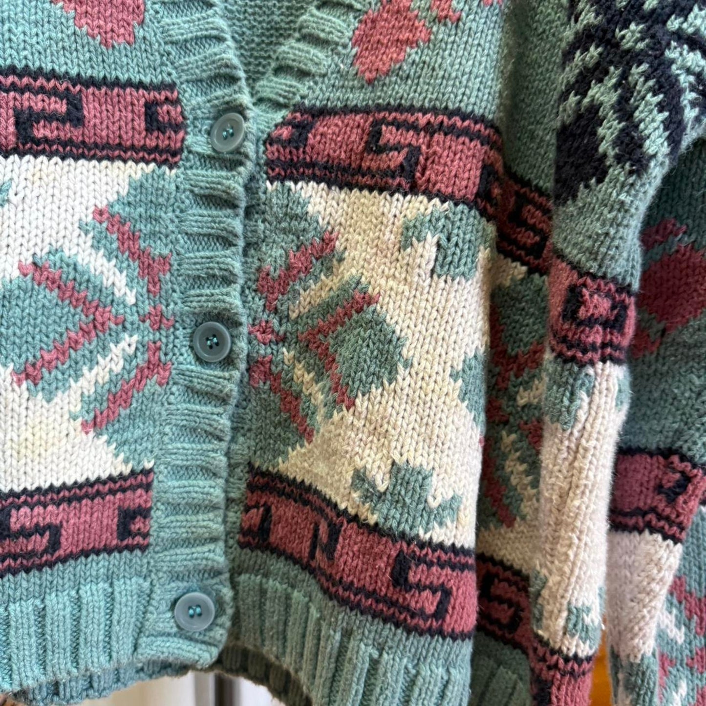 Vintage 90s Knitted Cardigan Sweater - Medium