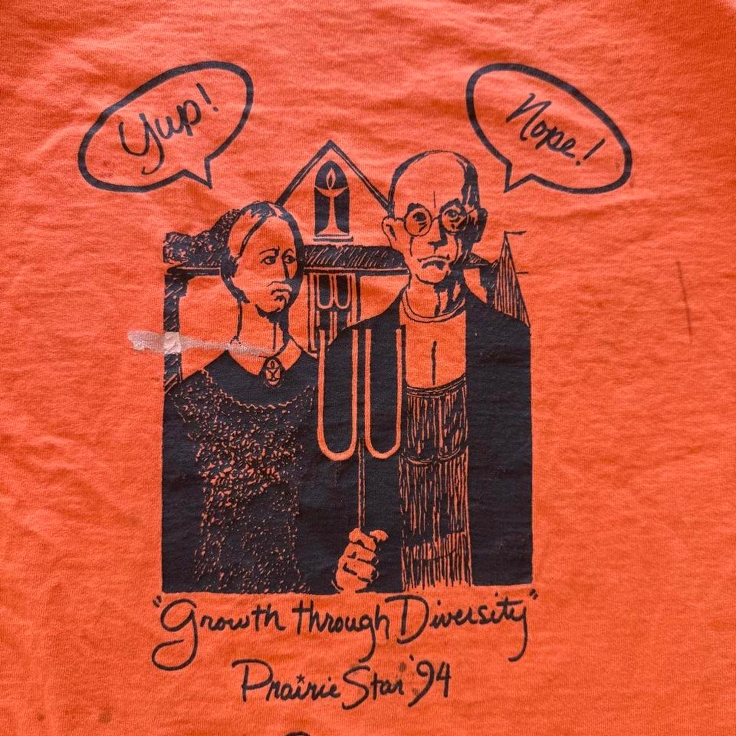 Vintage 90s American Gothic Parody Omaha Nebraska T-Shirt - X-Large