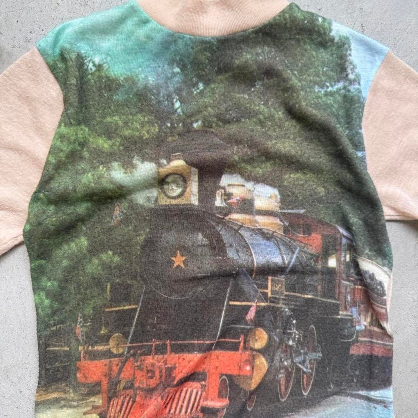 Vintage 70s Locomotive Train T-Shirt - Kids 8-10