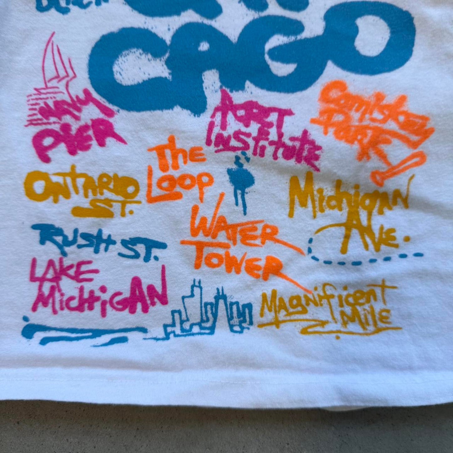 Vintage 90s Chicago Graffiti Tourist T-Shirt - Kids Small